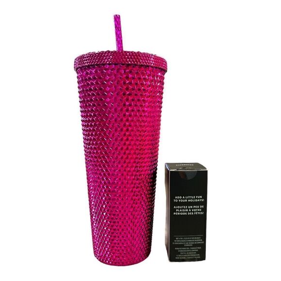 Starbucks Pink, fuchsia chrome Tumbler with Key Chain Bundle - Picture 4 of 5